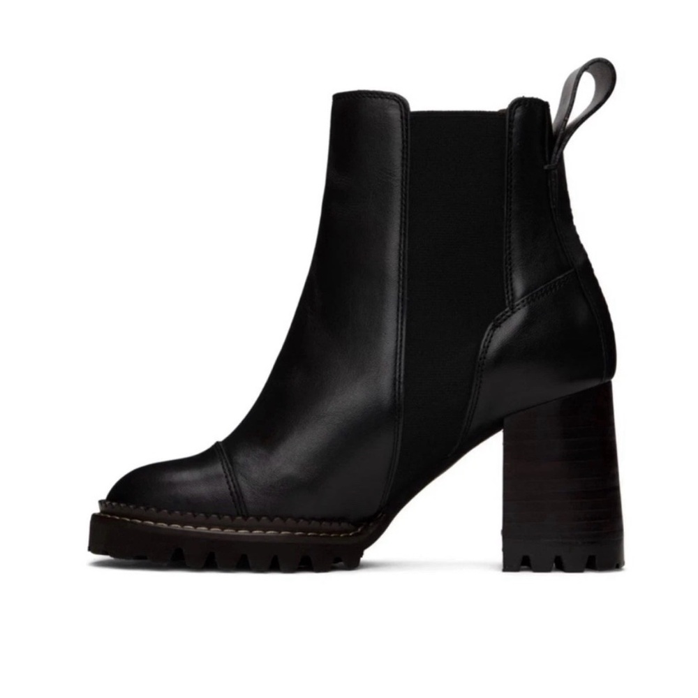 See By Chloe Black Leather Mallory Boots Size 39.5 - Picture 5 of 6